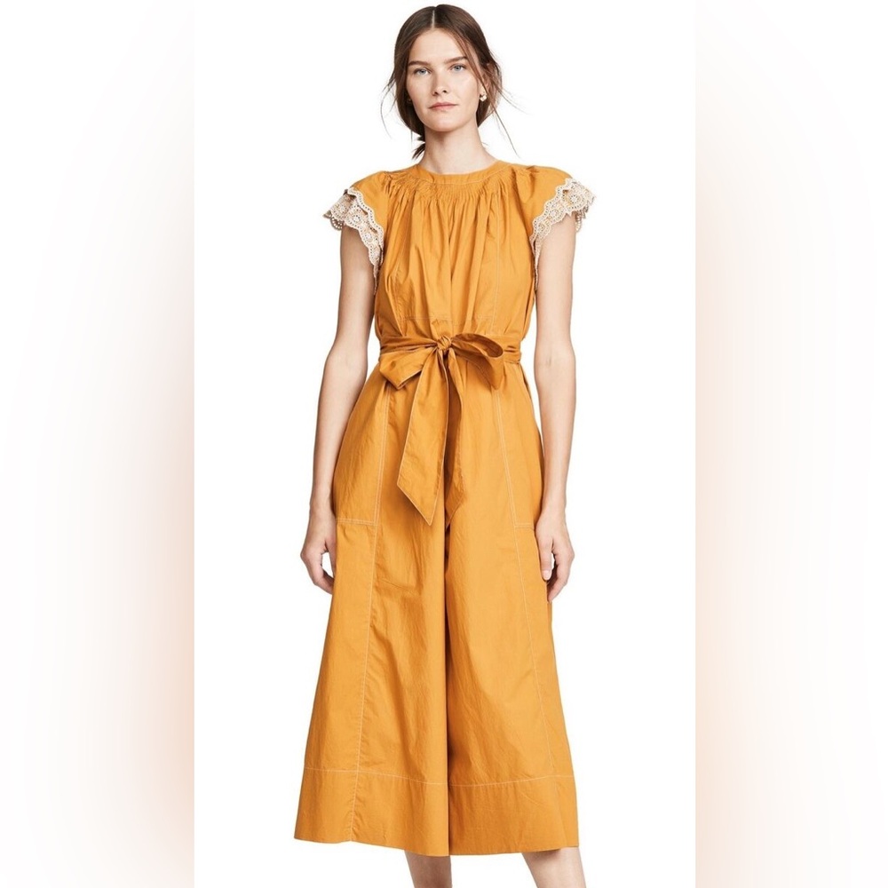 Eyelet embroidery wide leg jumpsuit